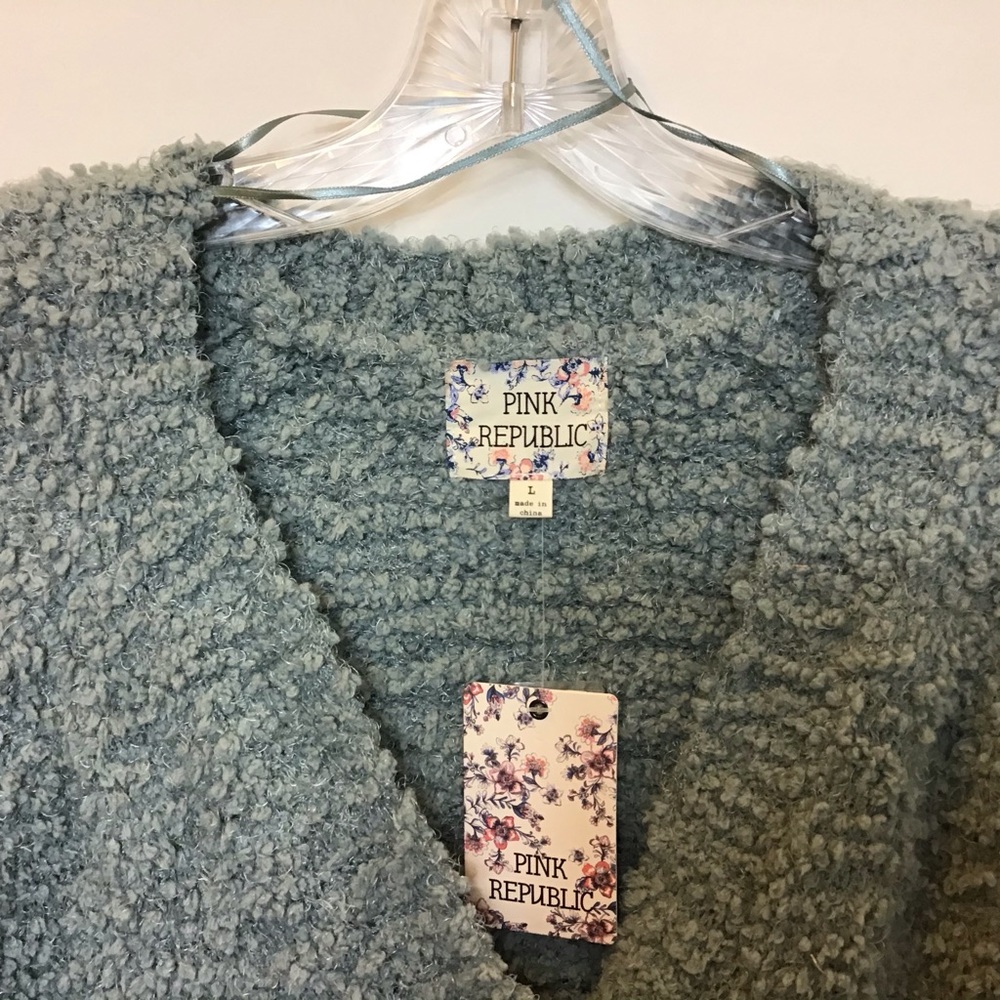 Pink Republic: Sage Green Sweater Cardigan - Picture 6 of 6